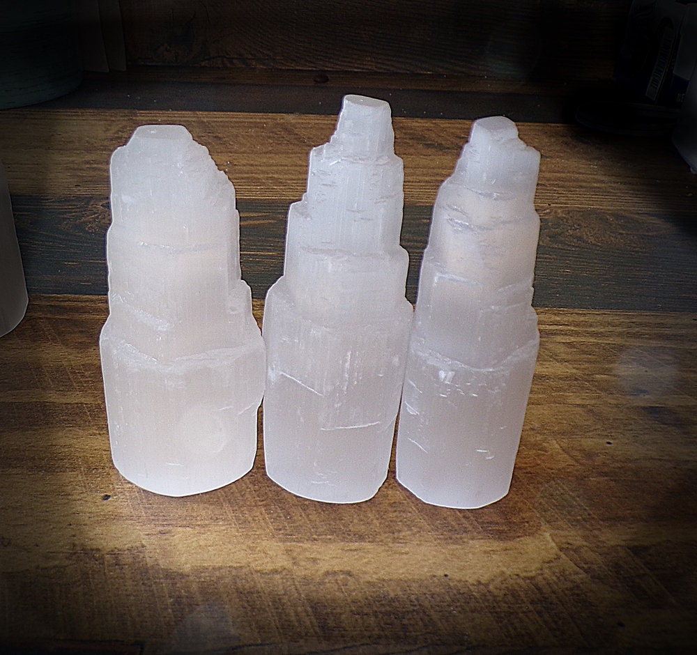 Spellcast Selenite Tower (Enochian Angel Magic, Conductor, Cleanse, Ritual Amplifier, Charge Crystals, Tools, Vessels)