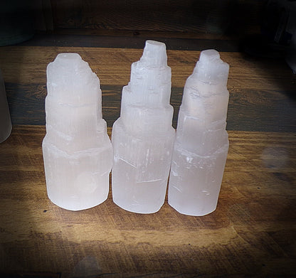 Spellcast Selenite Tower (Enochian Angel Magic, Conductor, Cleanse, Ritual Amplifier, Charge Crystals, Tools, Vessels)