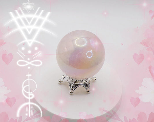Soul Wound & Self-Love Angel Sphere (Spellcast Lightcode Crystal, Healing Soul Wound, Reiki, Higher Self, Ascension, Aura Rose Quartz)
