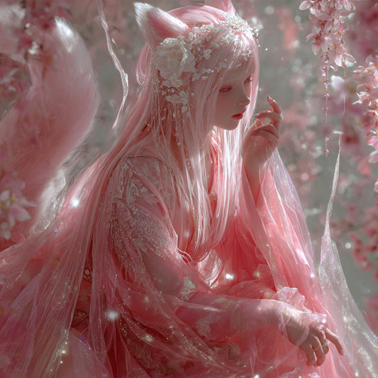 Female Sakura Kitsune (Heart Chakra Awakening, Unconditional Love, Nature Connection, Green Magick)